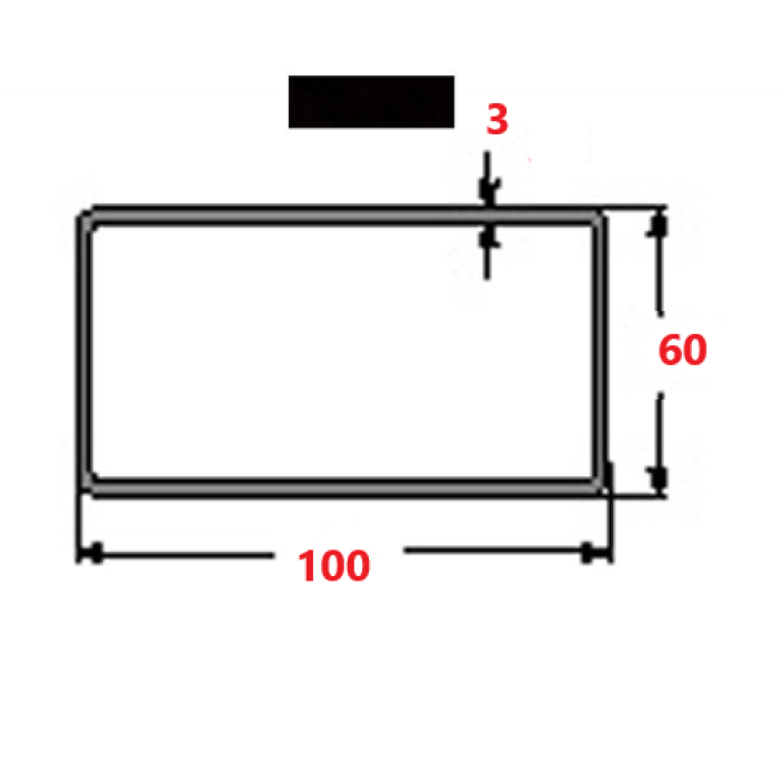 Κοιλοδοκός 100x60x3mm Μαύρος 6m