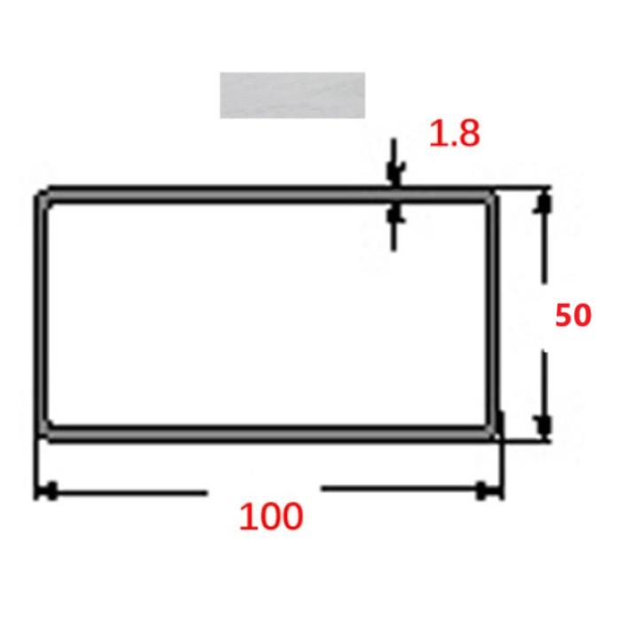 Κοιλοδοκός 100x50x1.8mm Γαλβανιζέ 6m