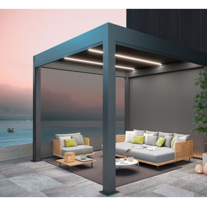 Βιοκλιματική Πέργκολα VIOMAL DIY με Μοτέρ & LED | Αλουμινίου με Κινητές Περσίδες