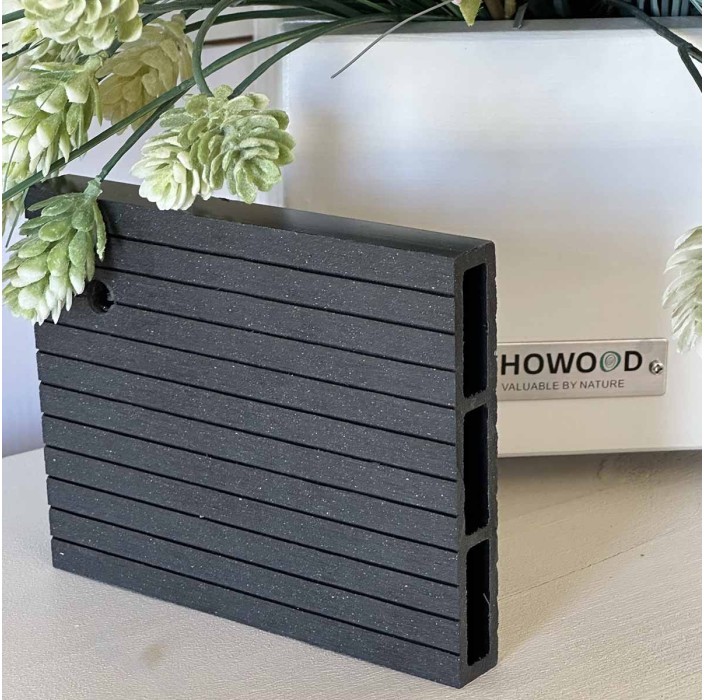 WPC σανίδα περίφραξης γραμμωτή 2 x 12 x 360εκ. - γκρι σκούρο