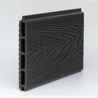 Σανίδα πάνελ WPC 3D 2 x 16 x 180εκ. - γκρι σκούρο