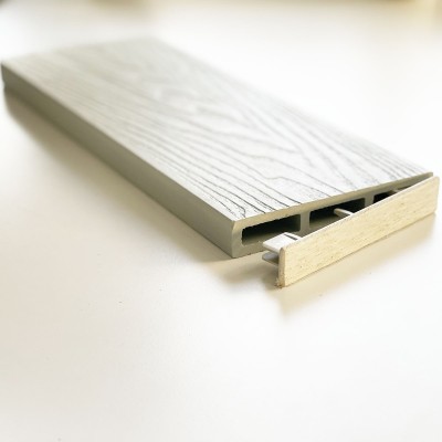 Τάπα περίφραξης WPC 3D wood 2 x 12εκ. - λευκό μπεζ