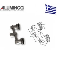 Στήριγμα τζαμιού διπλό 8-10mm κολώνας Φ50 Aluminco F50 4182