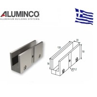 Στήριγμα τζαμιού διπλό 19-22mm για κολώνα Φ42 Aluminco 4195