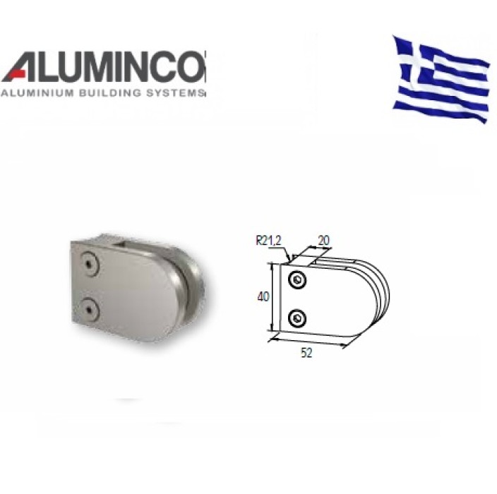 Στήριγμα τζαμιού 6-8mm κολώνας Φ42 Aluminco Inox 304 F50 F50-4172-304