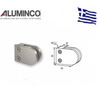 Στήριγμα τζαμιού 8-10mm κολώνας Φ42 Aluminco Inox 304 F50 4173