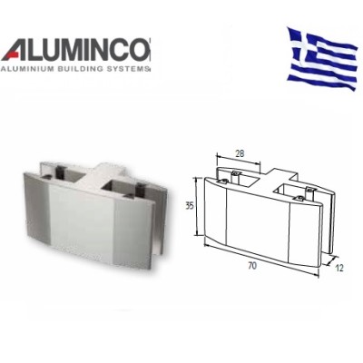 Στήριγμα τζαμιού διπλό 8-10mm για κολώνα F50-102 Aluminco 4190