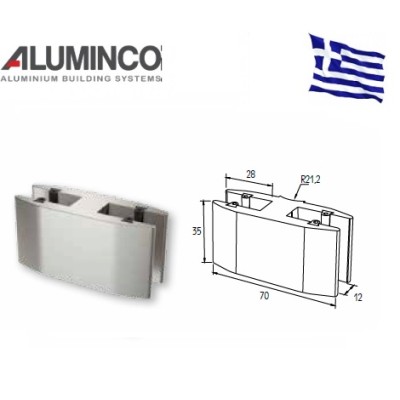 Στήριγμα τζαμιού διπλό 8-10mm για κολώνα F50-103 Aluminco 4192